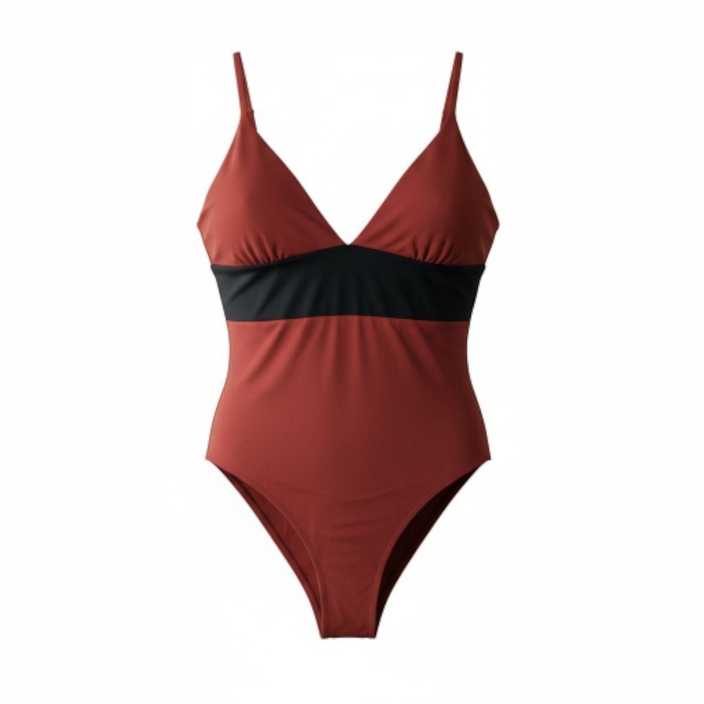 Andie Rust and Black One Piece Swimsuit